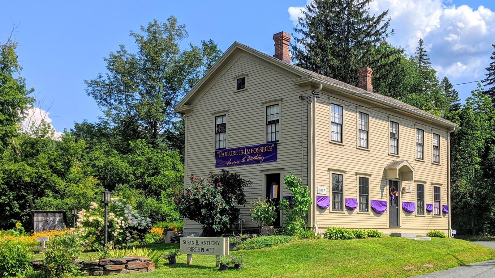 exterior of the Susan B Anthony Birthplace Museum