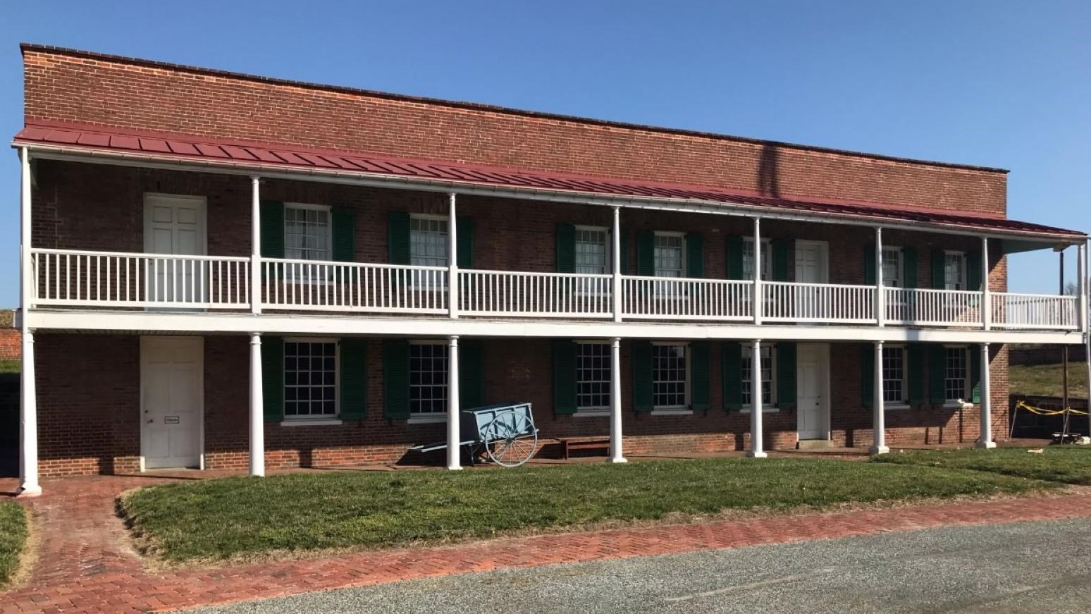 A modern day image of the commanding officer\'s quarters on a sunny day.