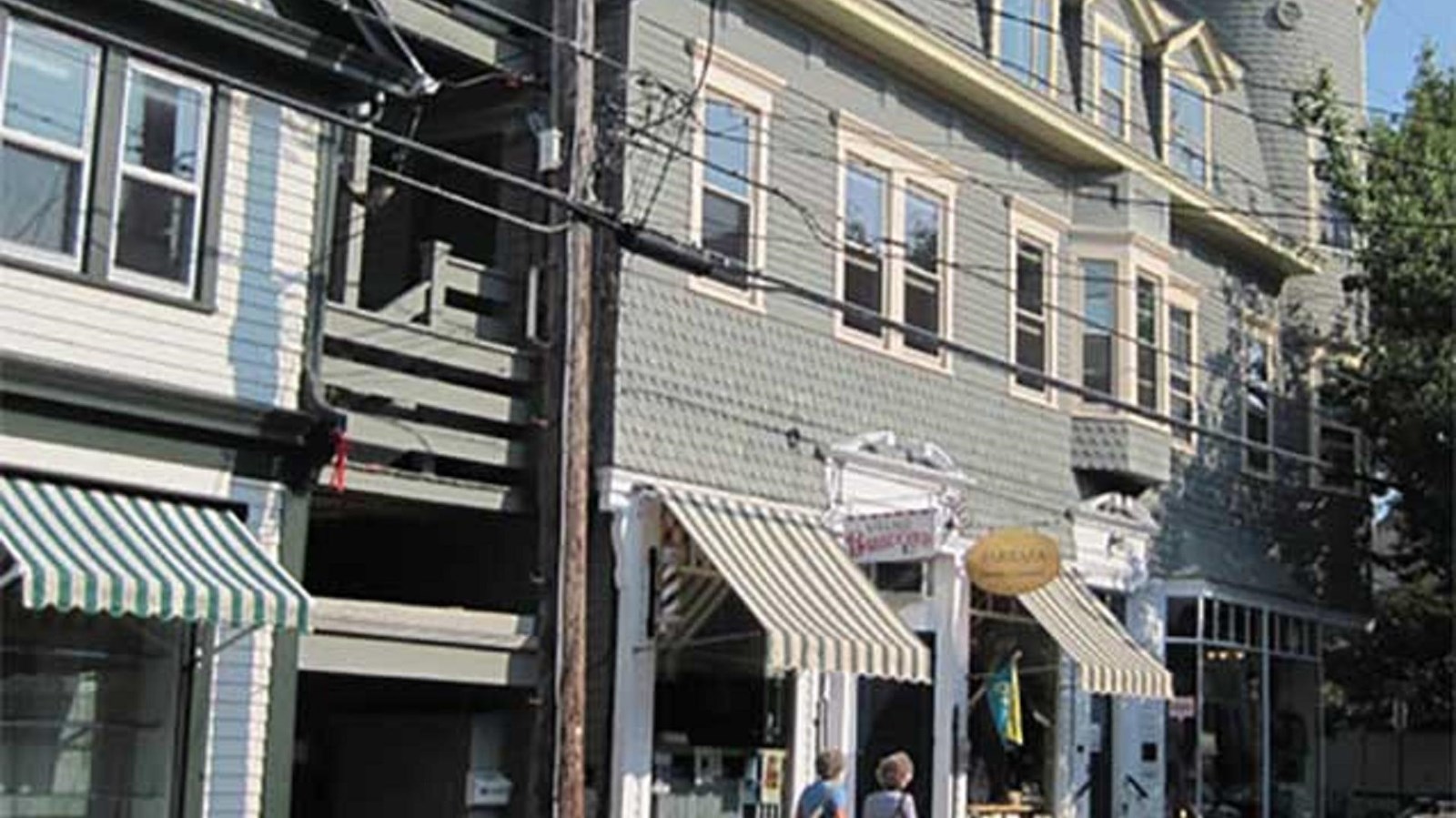 Townhouse with prominent awnings