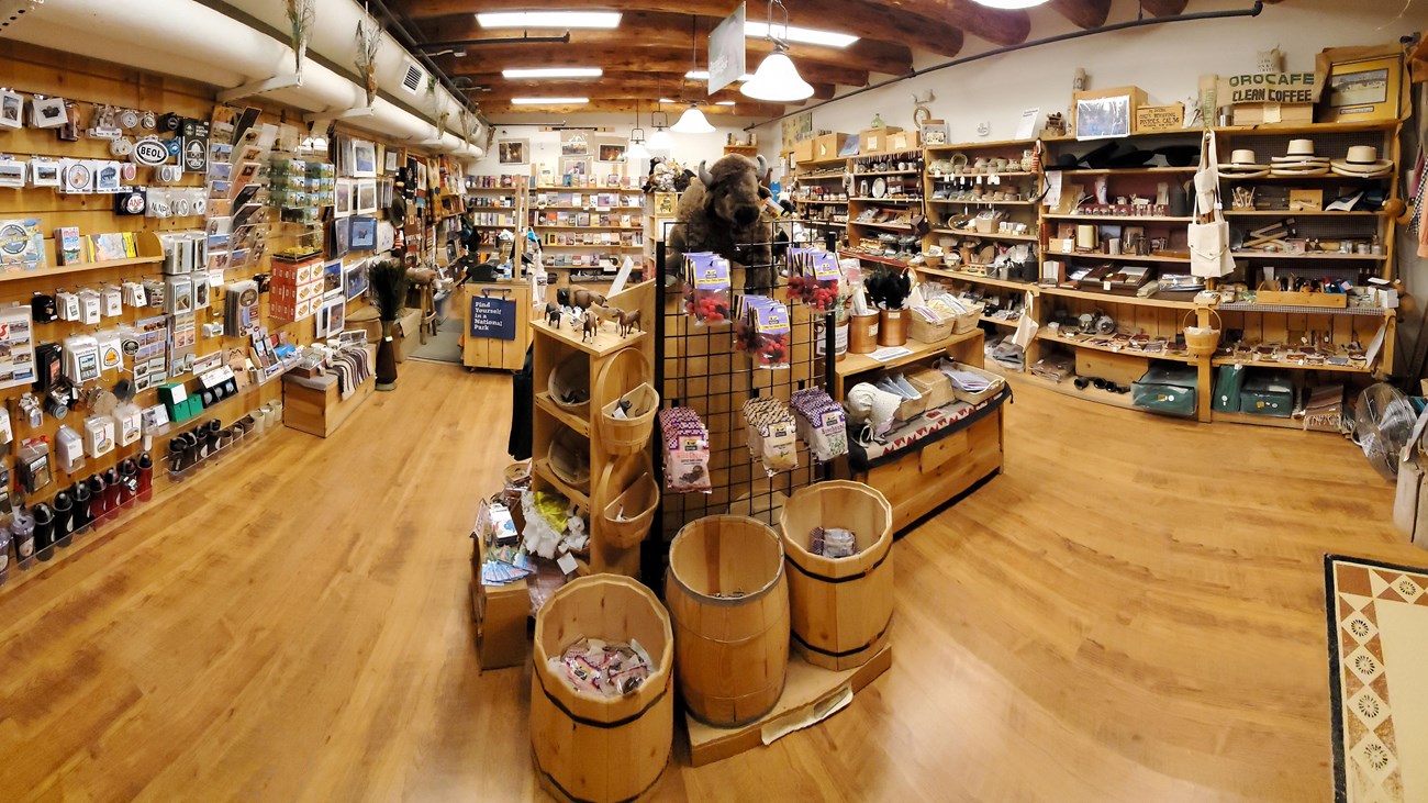 Park Store at Bent\'s Old Fort showing a variety of objects for sale