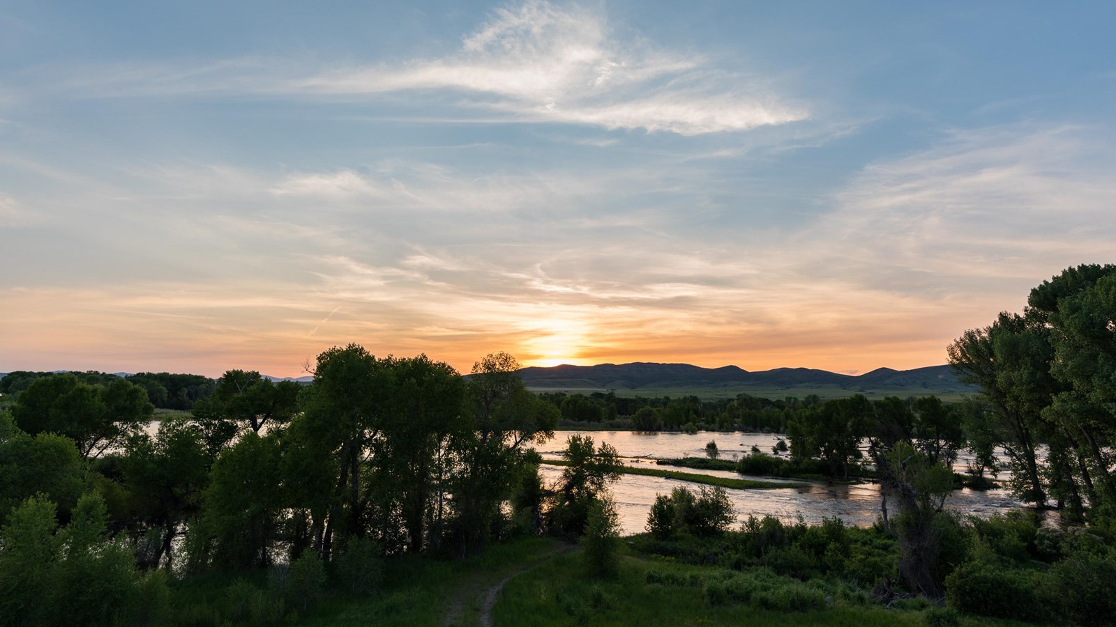 Sunset over the Jefferson, Madison, and Gallatin rivers confluence