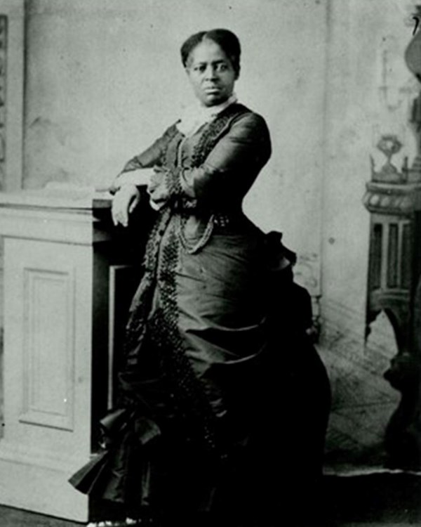 woman standing in a fancy silk dress for a professional photograph