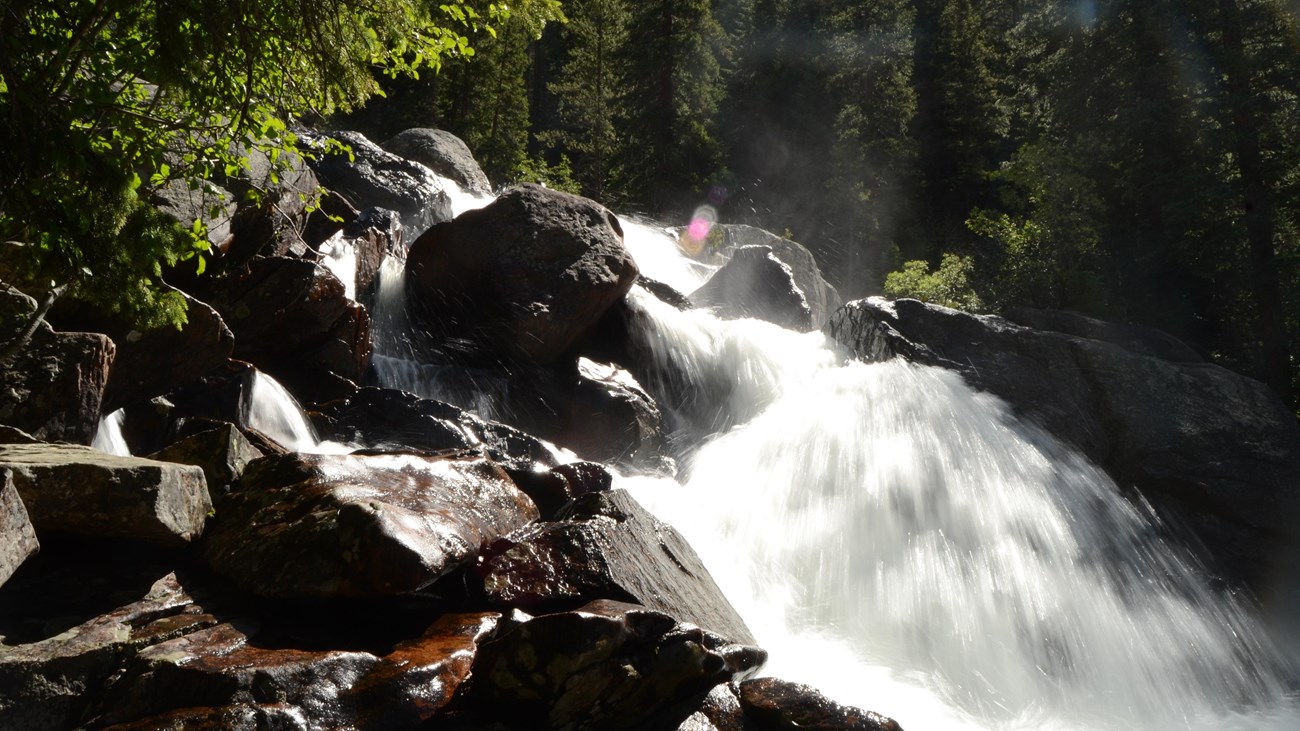 water cascading down rocks