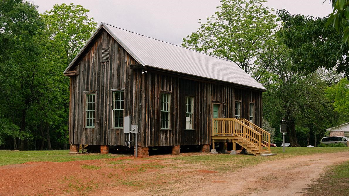 A wooden structure that served as the Lowndesboro School.