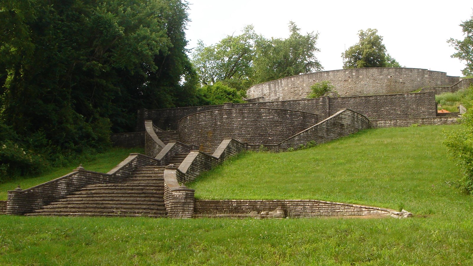 stone stairs leading up to a stone fort
