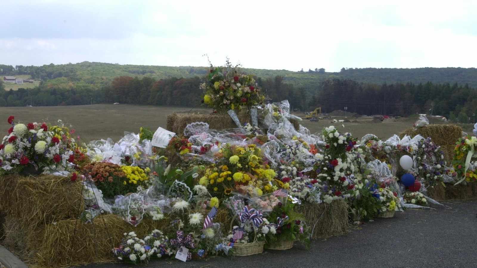 View of crash site from western overlook with the first family memorial.