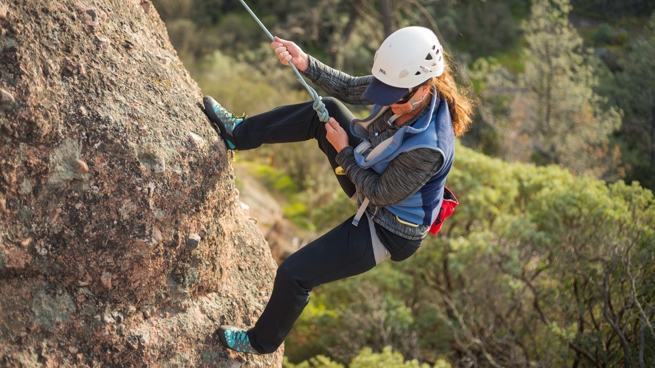 Rock climber on a rock crag