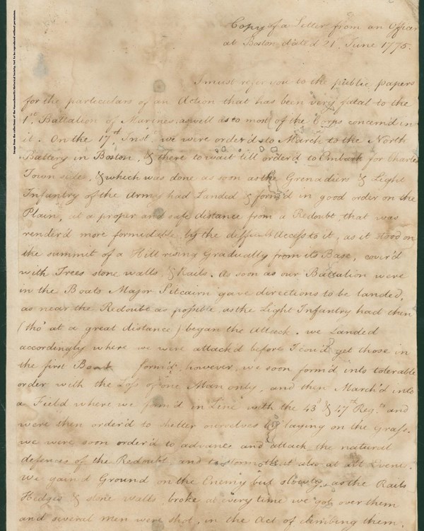 A handwritten letter on well worn parchment. 
