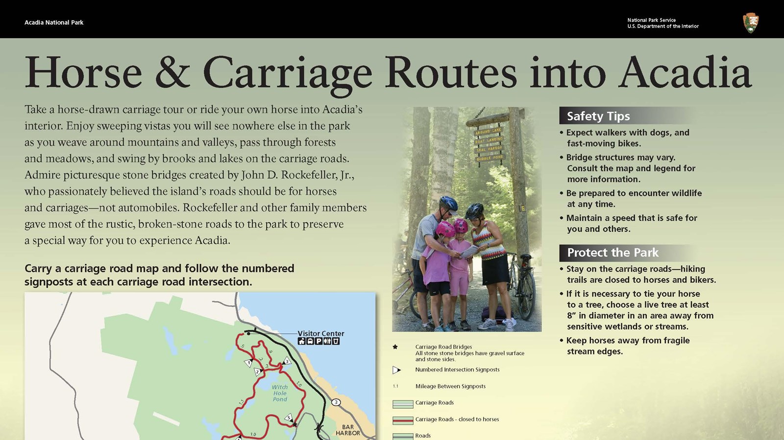 Title: Explore the Heart of Acadia in bold with background image of autumn on the carriage roads