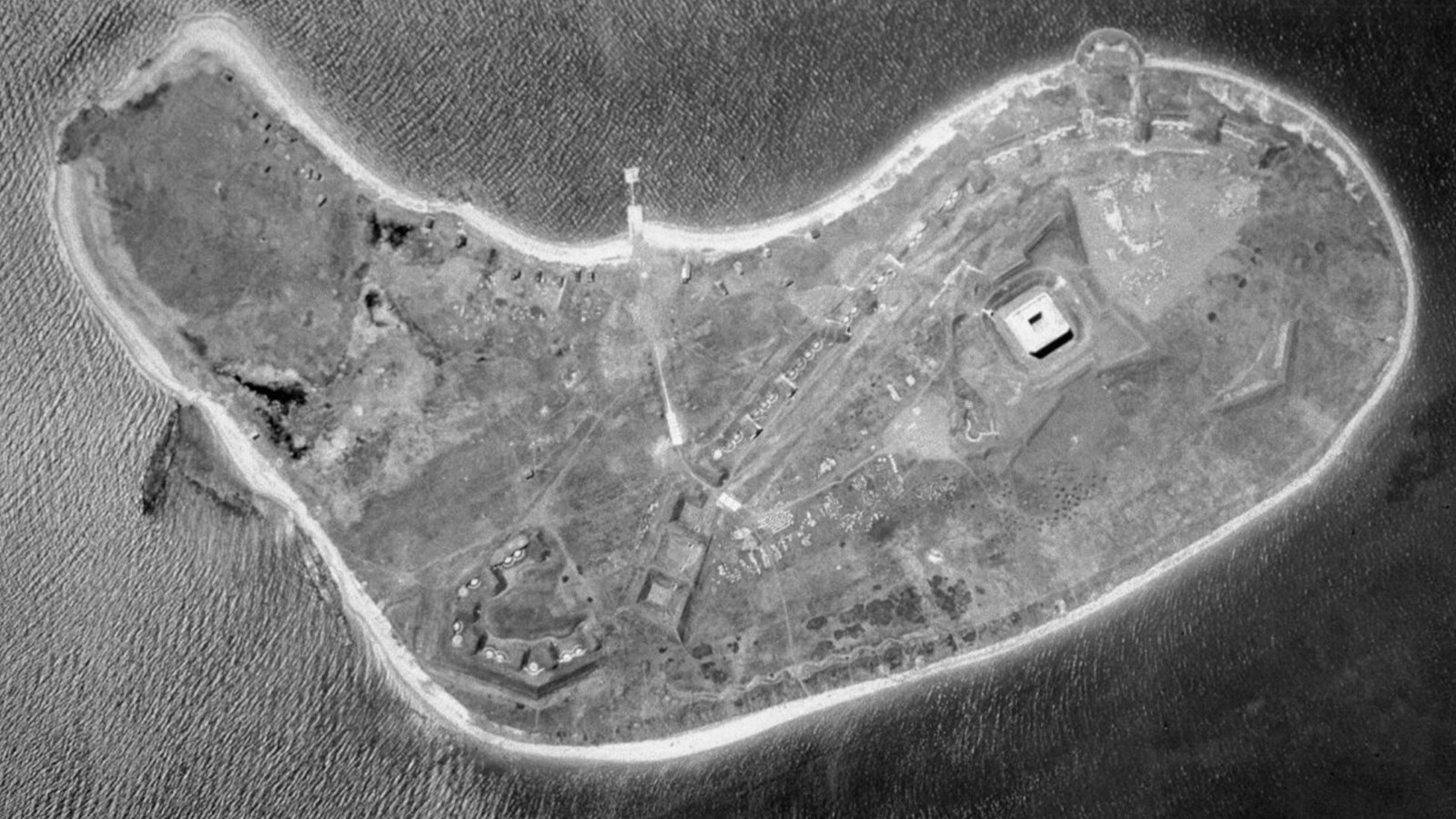 Aerial view of Fort Winthrop on Governor\'s Island 