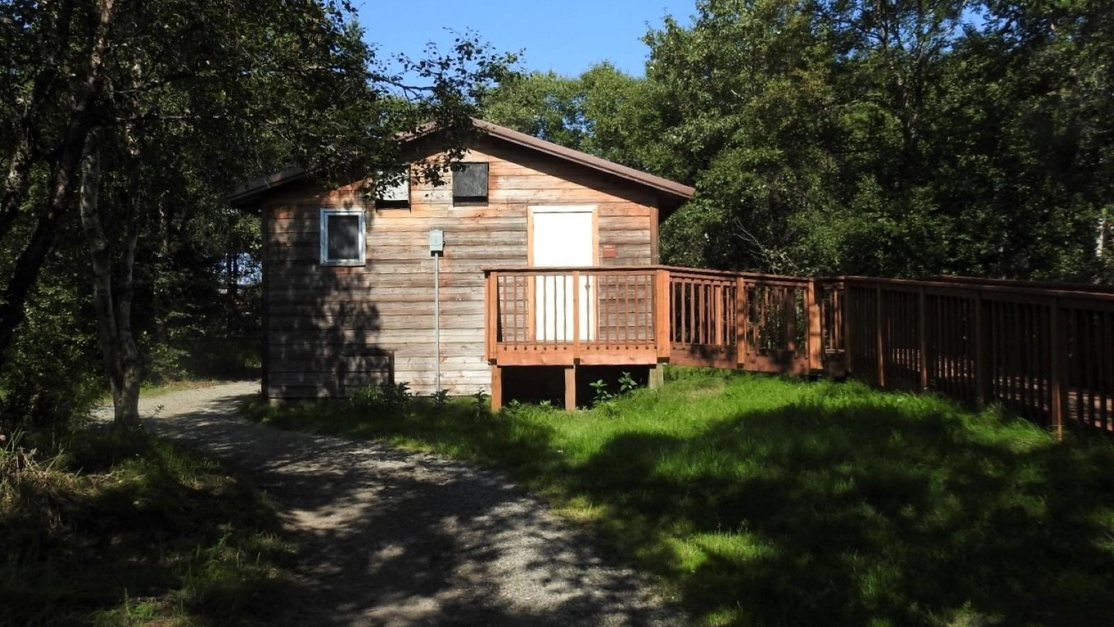 A building with a ramp coming off the side