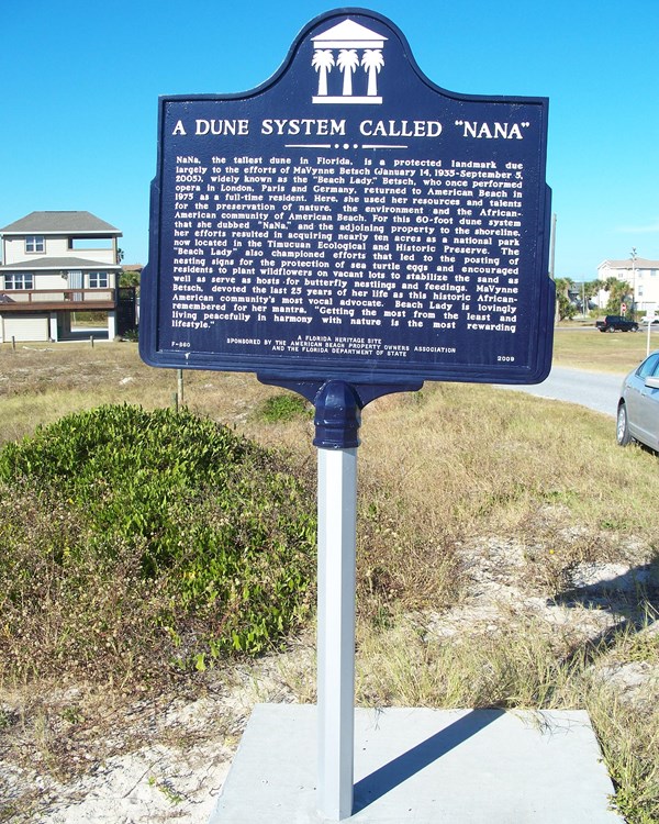 Image of a historical marker with title "A Dune Called 'NaNa'"