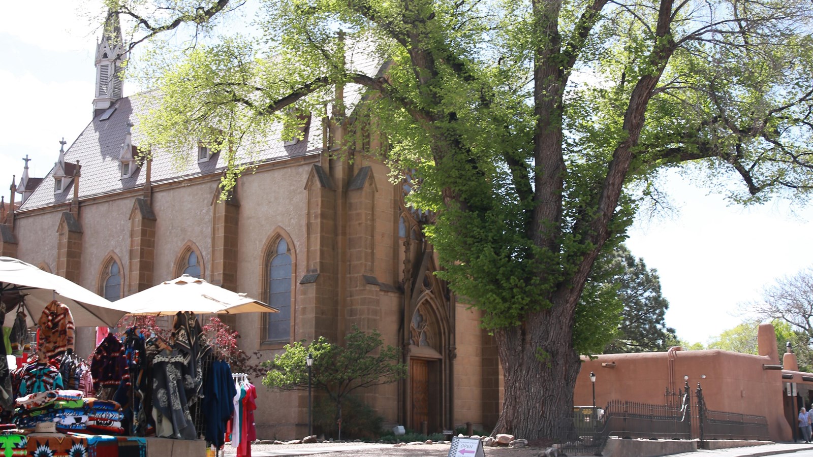 A large stone, gothic style chapel.