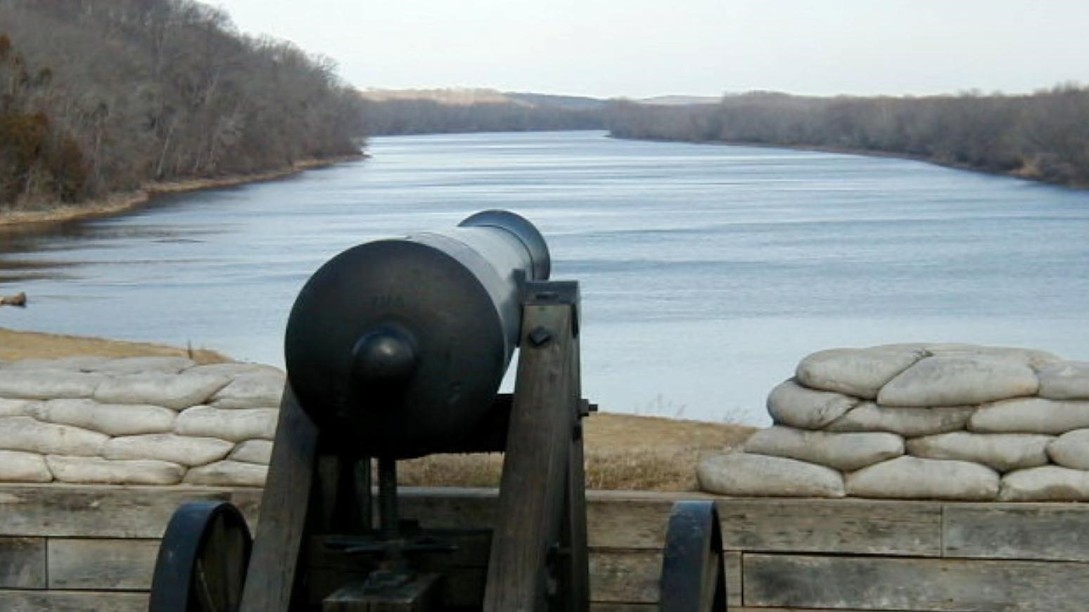 cannon looking at river