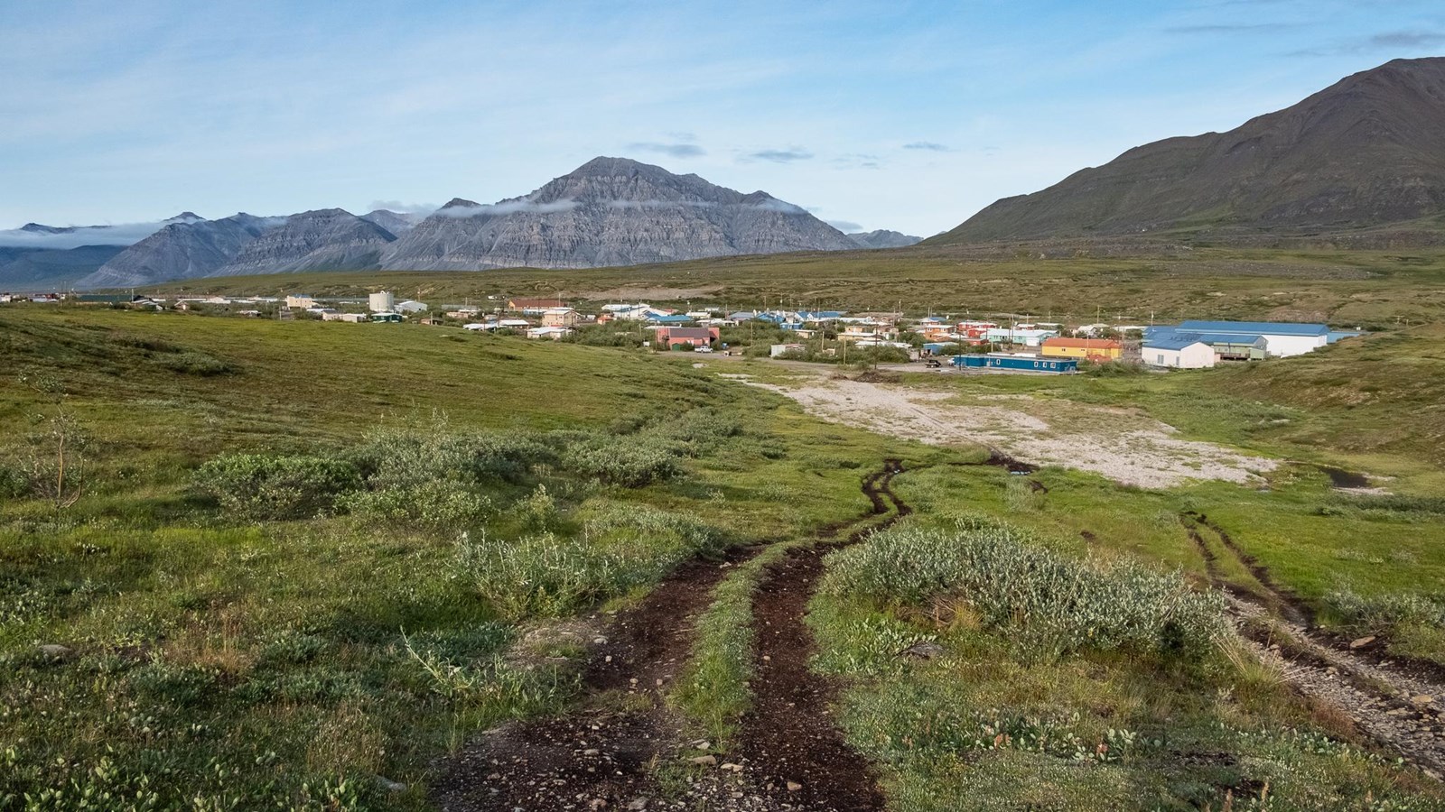Looking northeast at Anaktuvuk Pass, Alaska in the Brooks Range mountains