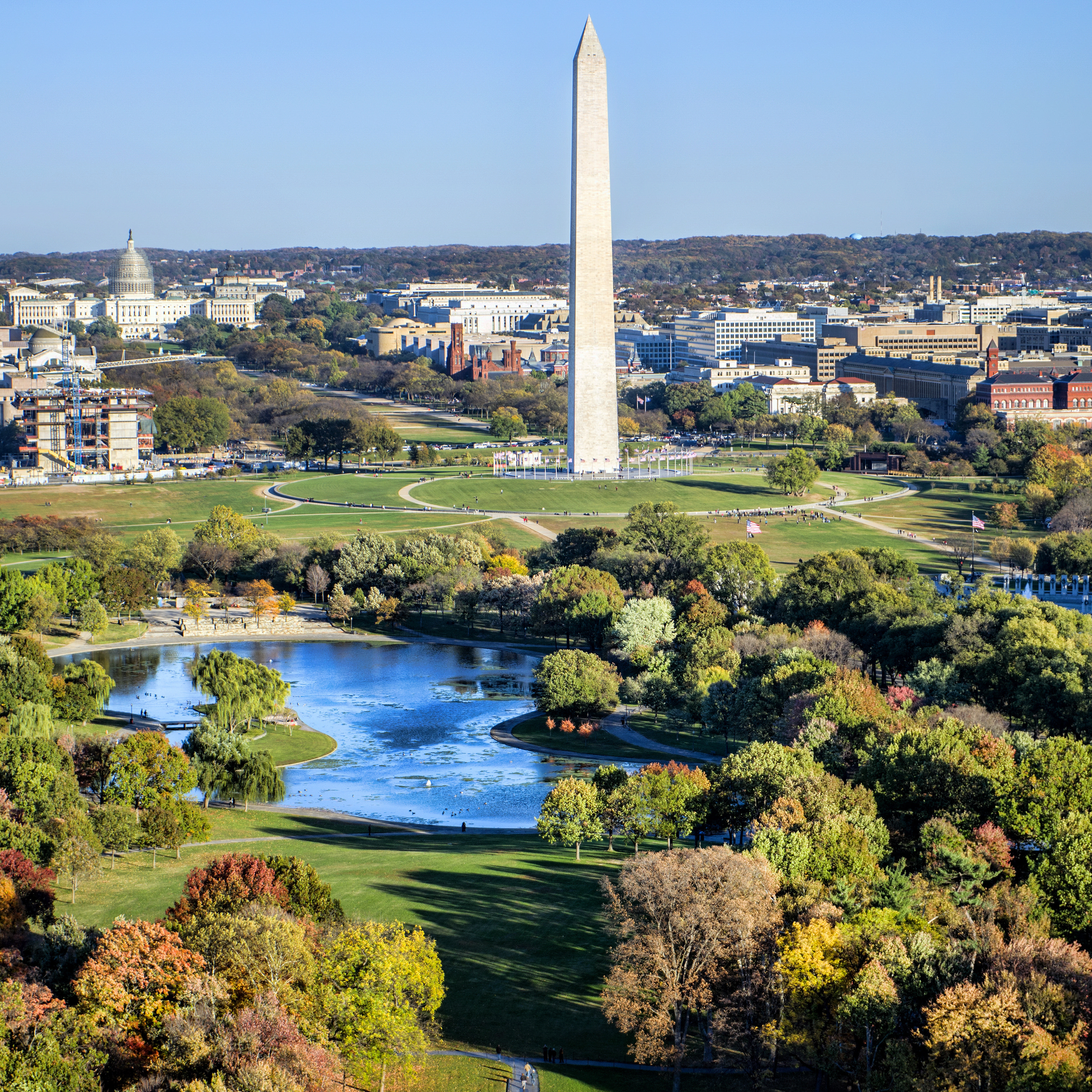 Aerial view of the Washington Monument