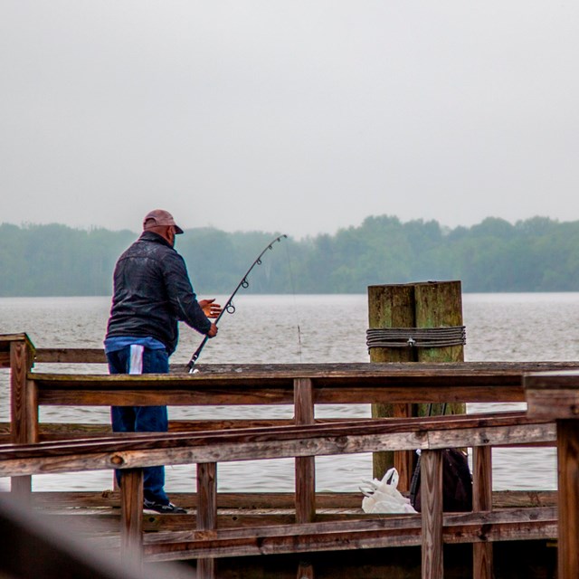 Recreational fishing on the pier. 