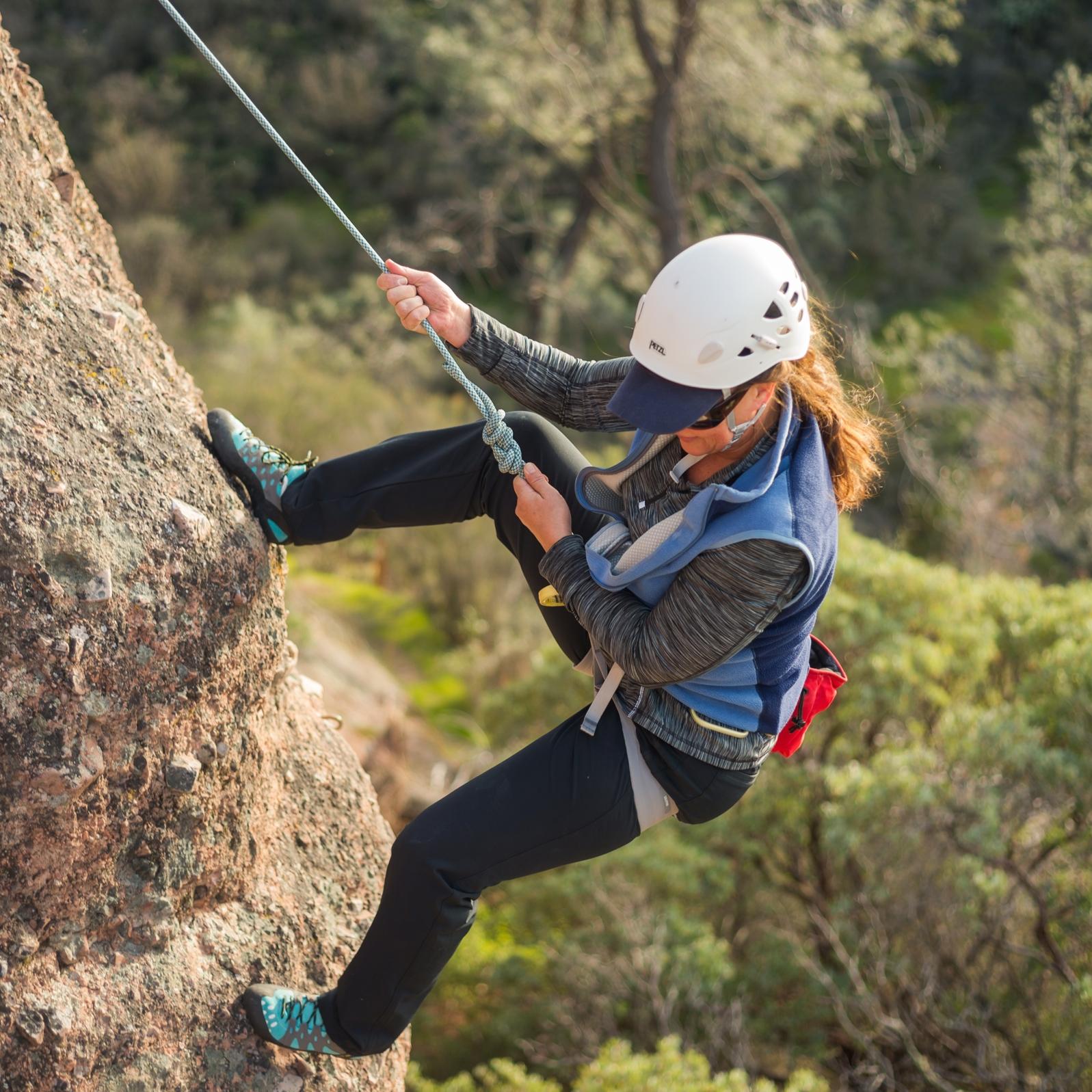 Rock climber on a rock crag