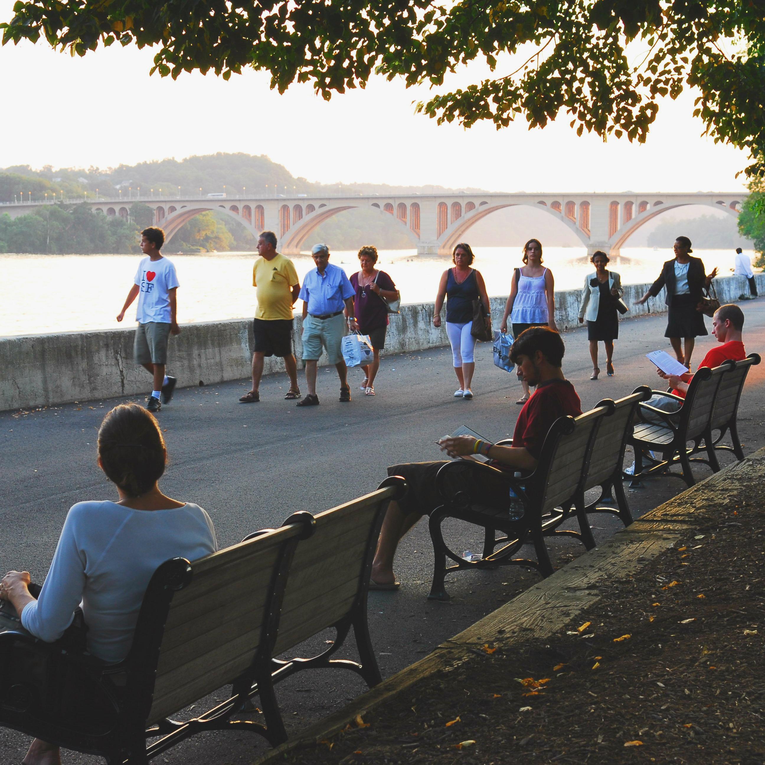Georgetown Waterfront Park, stretching along the banks of the Potomac River 