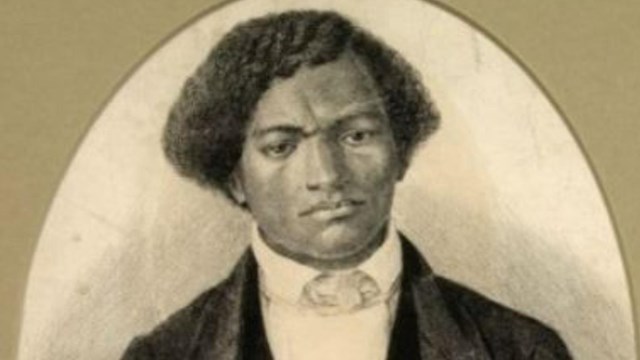 Black and white photo of Frederick Douglass as a young man