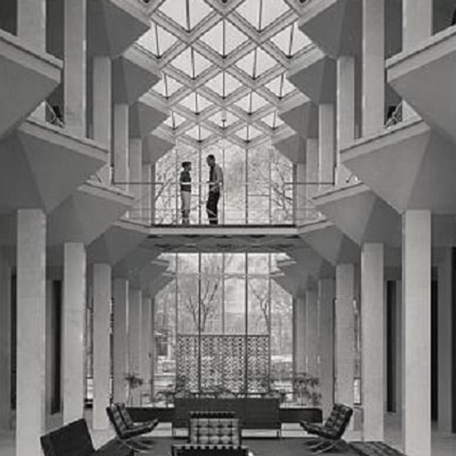 Interior of McGregor Memorial Conference Center, circa 1958.