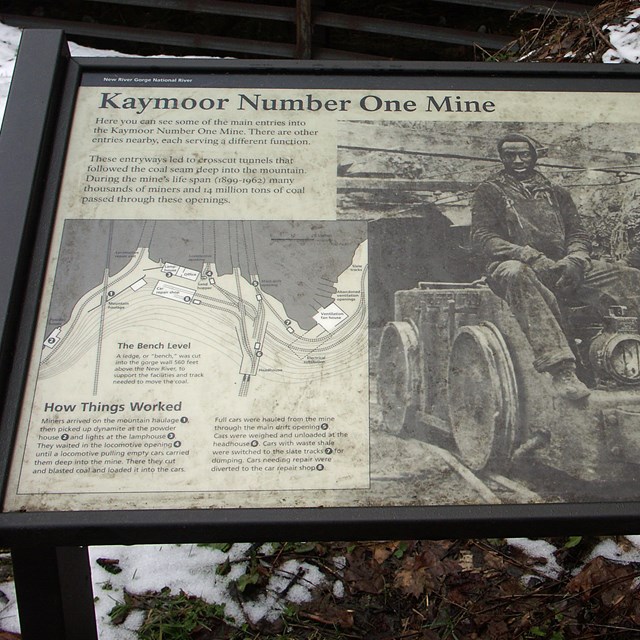 park wayside sign about a historic mine site