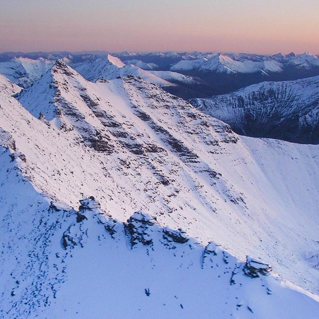 aerial view of a snow-covered mountain