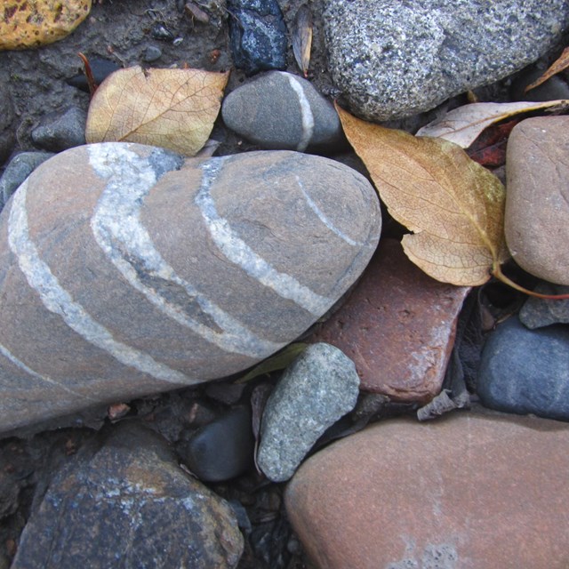closeup of a variety of round rocks