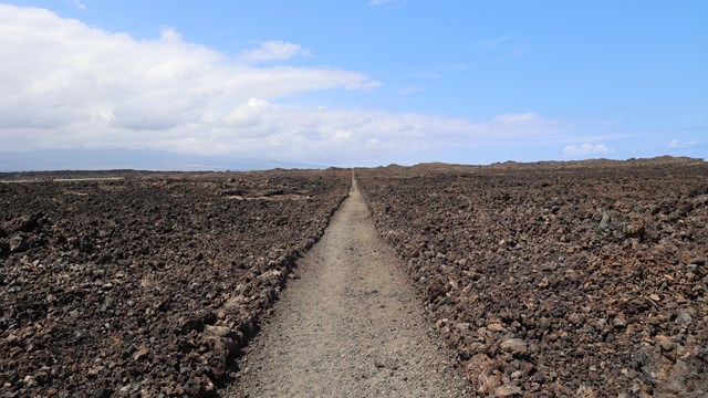 Straight path through aa lava