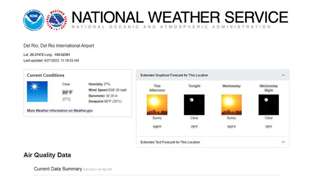 National Weather Service weather forecast graphics and other graphics.