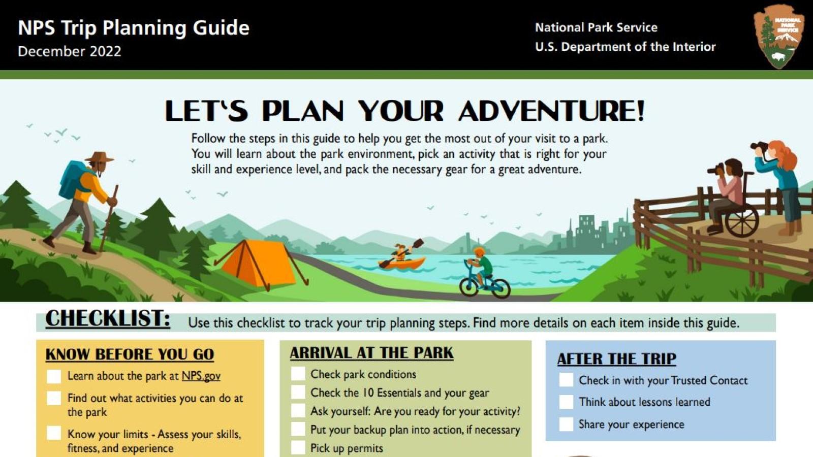 A checklist with all of the steps you need to plan a park adventure.