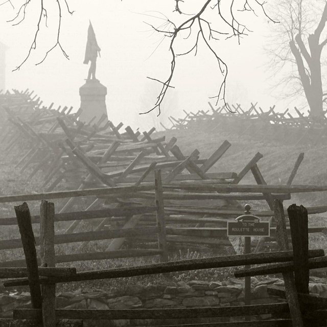 Sketch of Union soldiers on the Roulette Farm