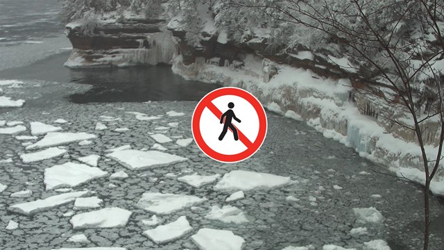 Photograph of broken ice on Lake Superior.