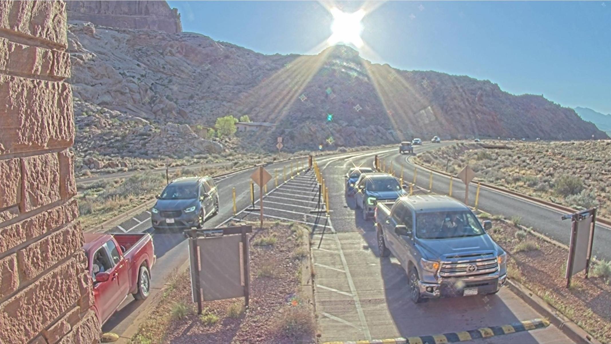 the Arches entrance road as viewed from the entrance station