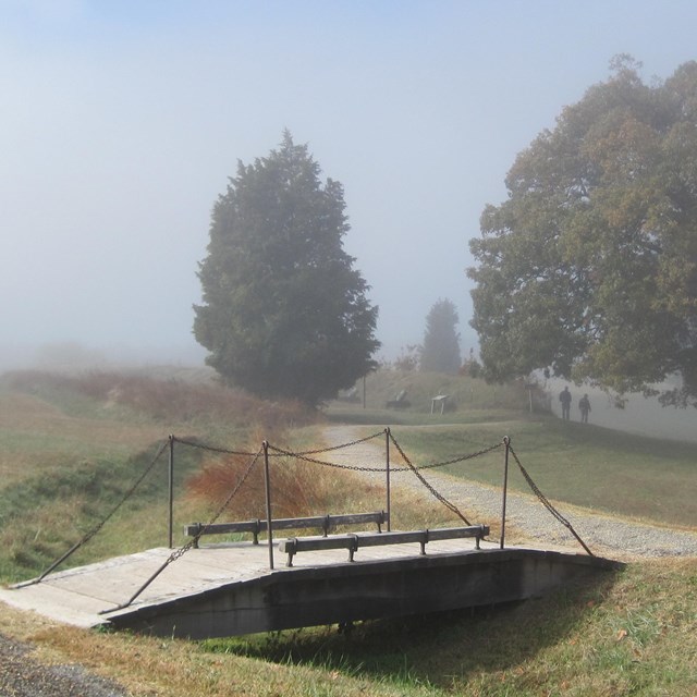 Misty view of battlefield