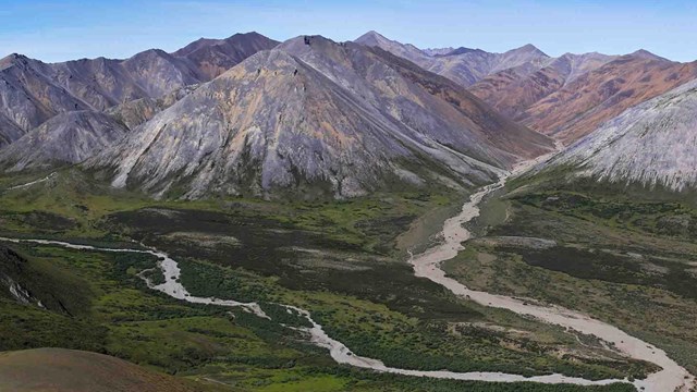 The colorful mountains of the Brooks Range in Noatak National Preserve.