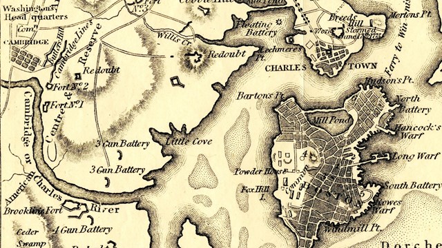 Map of Boston and immediate surrounding areas, including Cambridge.