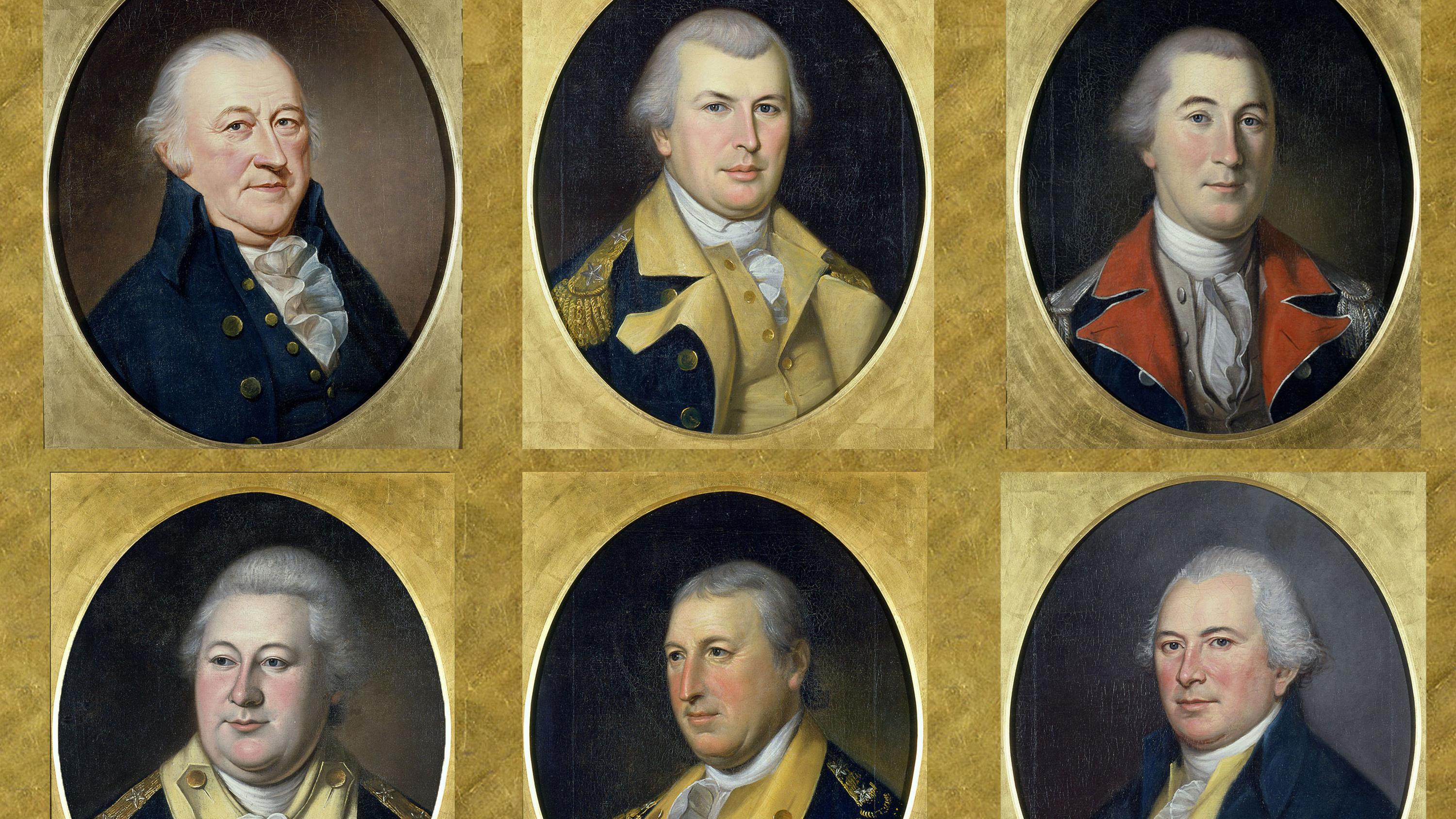 Six portraits of Washington's generals: A. Ward, N. Greene, J. Reed, H. Knox, H. Gates, & T. Mifflin