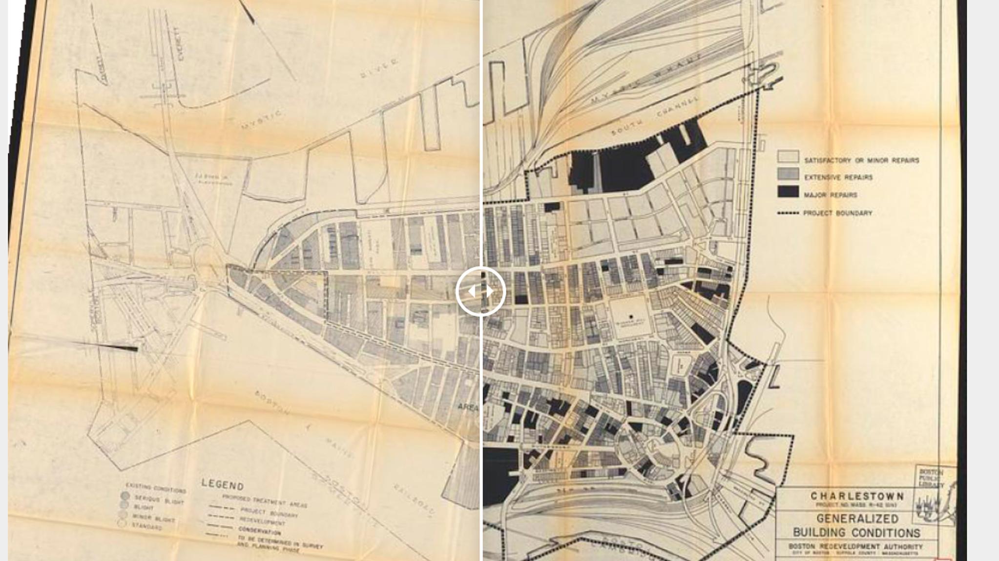 Map comparison between two version split down the middle.