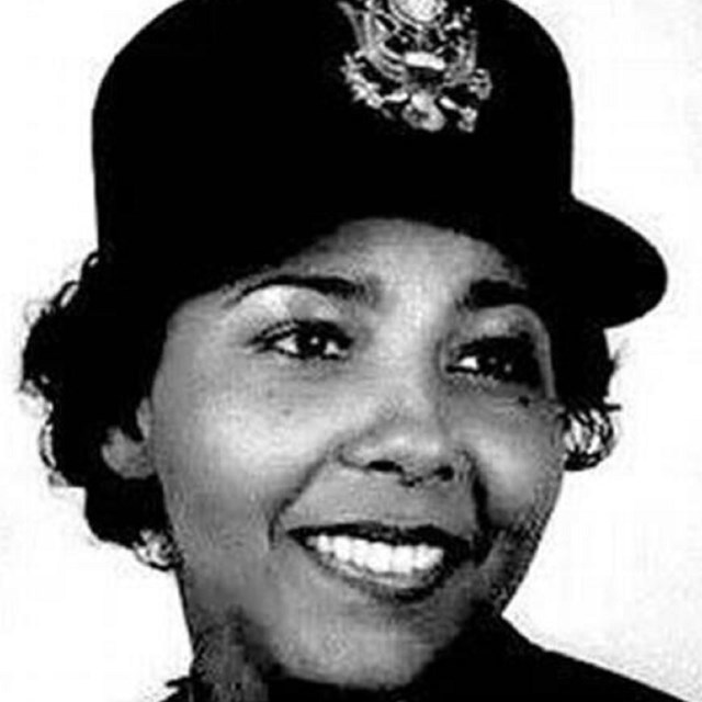 Portrait image of African American woman in military uniform