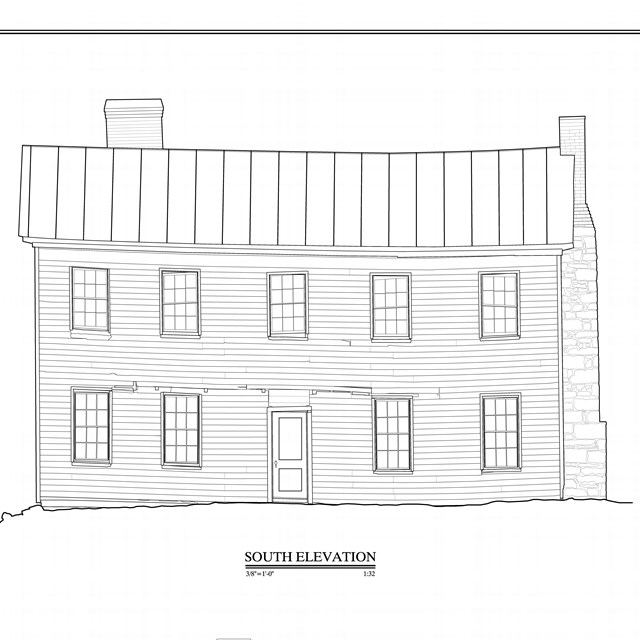 Elevation drawing of the Dogan House