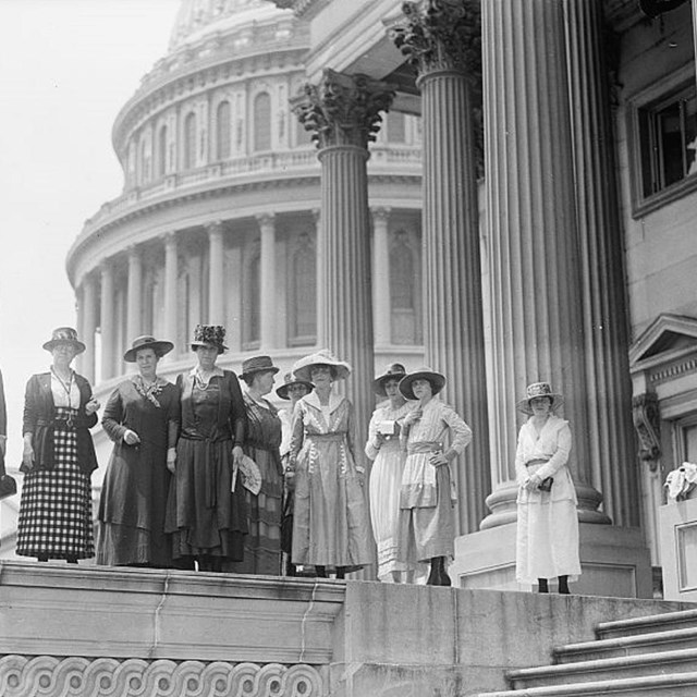 Women in front of Capitol building. Library of Congress. 