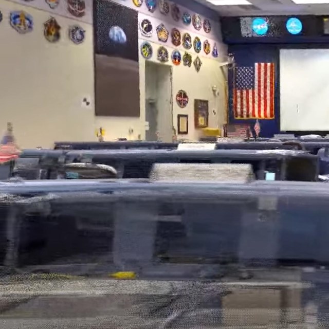 3D render of mission control room with viewing screen