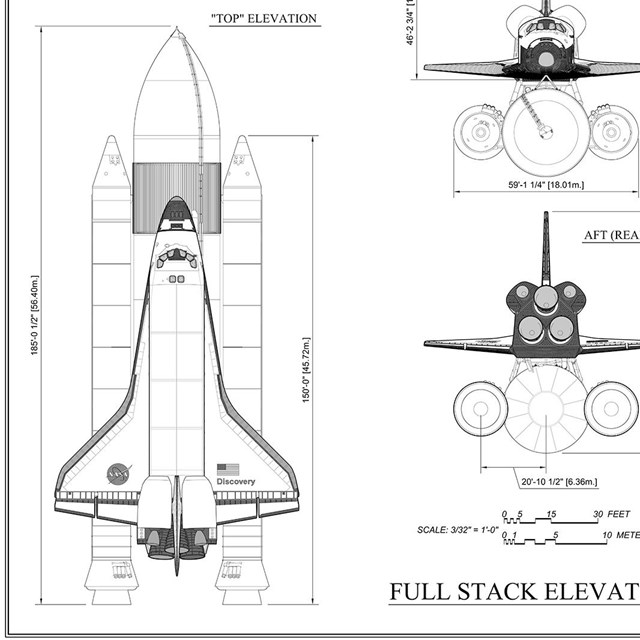 Measured drawing of space shuttle