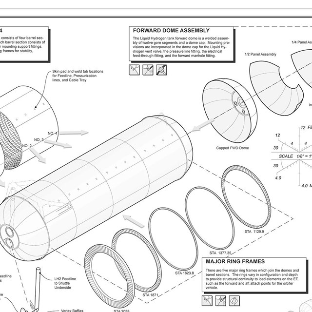 Measured drawing of shuttle hydrogen tank parts