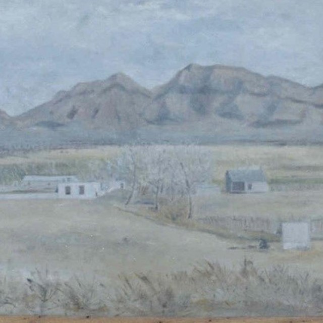 Painting of a western landscape. 