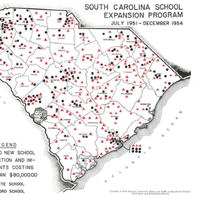 A map of white and Black schools in South Carolina