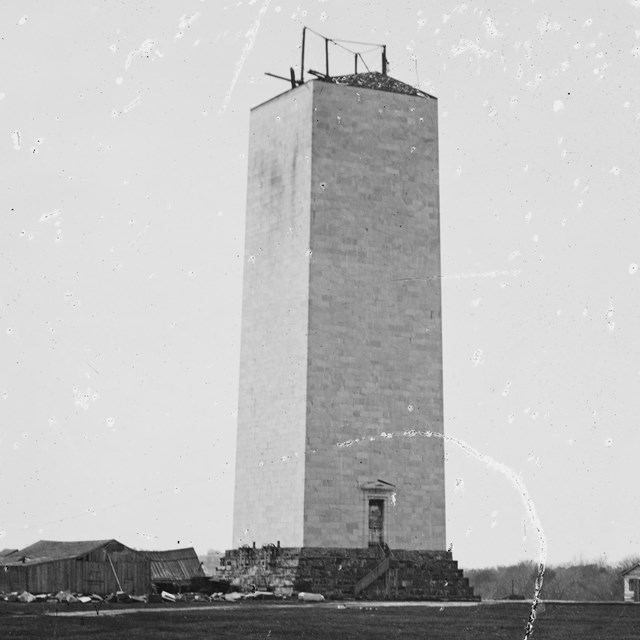 Washington Monument unfinished 150 feet tall