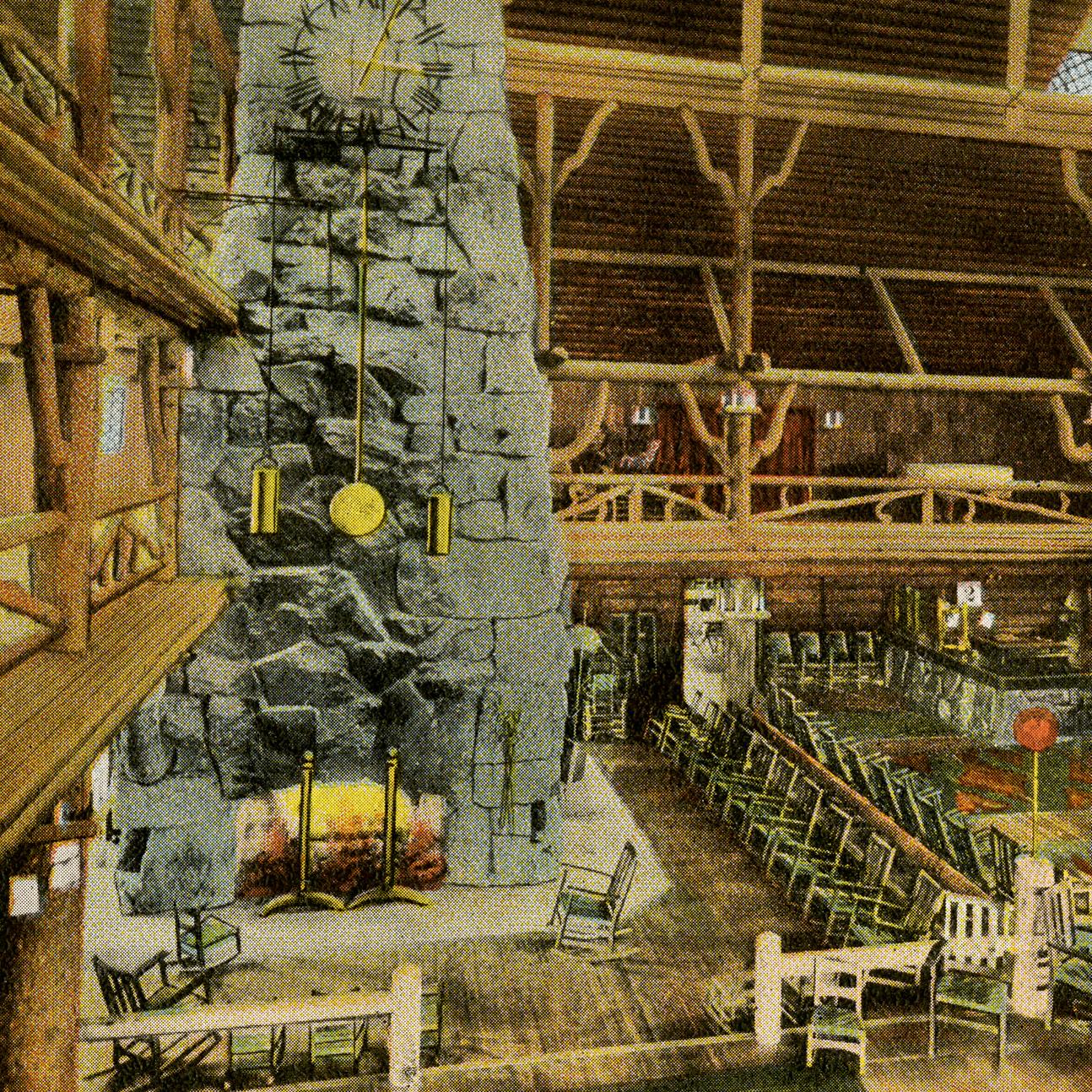 No. 135 - Lobby, Old Faithful Inn, Yellowstone Park (Postcard)