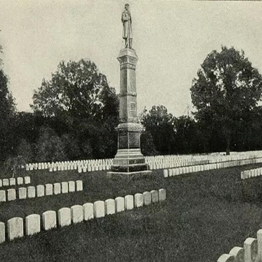 Greyscale image of a cemetery